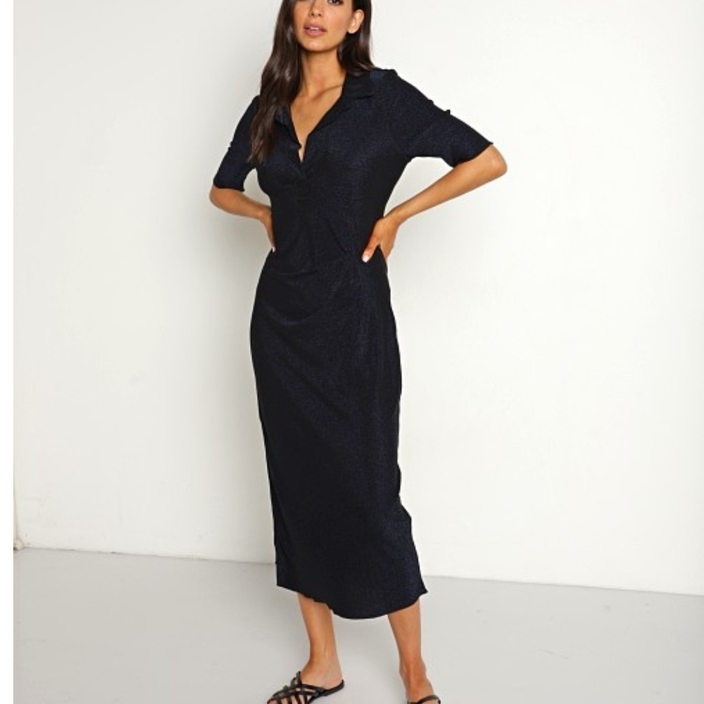 PISTOLA Vita Polo Dress Navy Shimmer